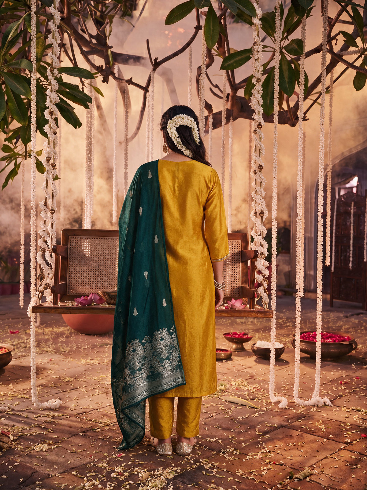 Juniper Women Mustard Kurta Pant & Dupatta