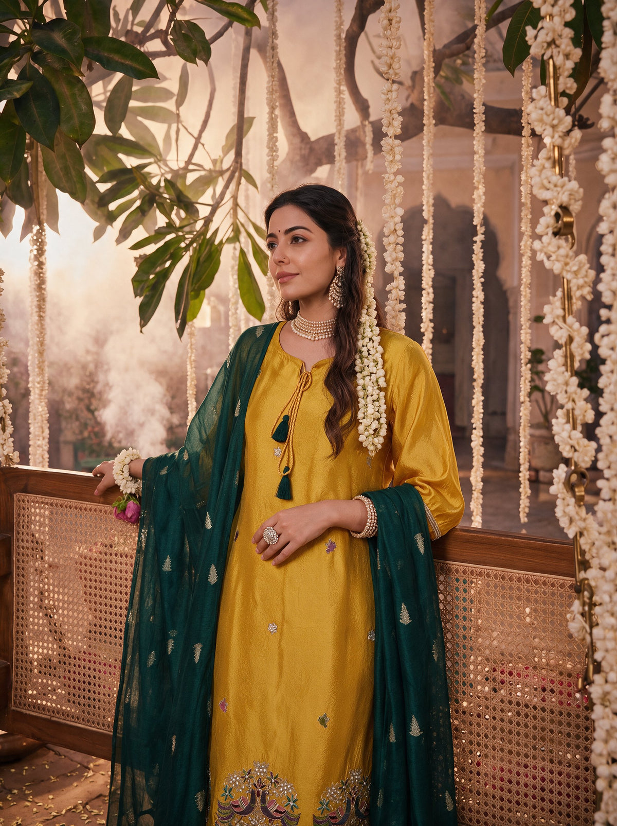 Juniper Women Mustard Kurta Pant & Dupatta