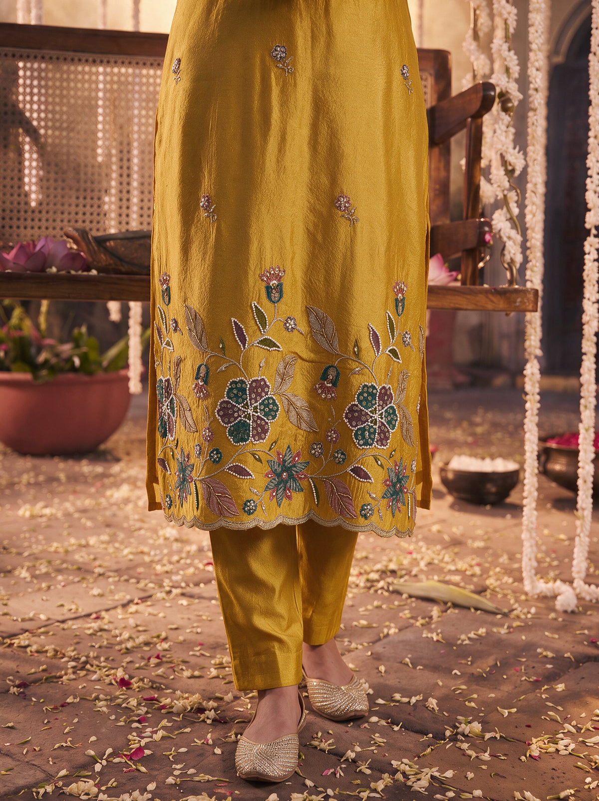 Juniper Women Mustard Kurta Pant & Dupatta